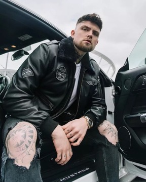 Kurtka skórzana pilotka męska F-35 6XL Odpinany kołnierz skóra naturalna