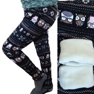 Legginsy ocieplane dziewczęce THERMO polar futerkiem GETRY spodnie 134-140