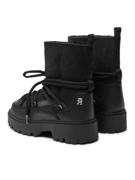 Tommy Hilfiger Оригинальная снежные сапоги кожаная платформа изолированная черная 39