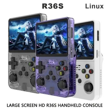 Портативная игровая консоль R36S Retro, дюймовый IPS-экран, R36S черный, 64 ГБ