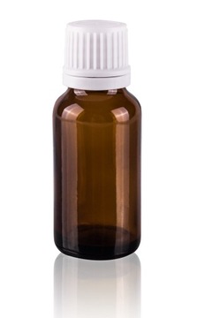 Butelka szklana brązowa 20ml z nakrętką białą