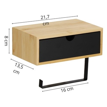 ДЕРЖАТЕЛЬ ДЛЯ ТУАЛЕТНОЙ БУМАГИ ЧЕРНАЯ ВЕШАЛКА LOFT С ПОЛКОЙ МЕТАЛЛ БАМБУК