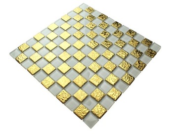 Mozaika szklana złota biała MIX GOLD-102 SZACH
