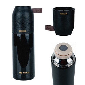 TERMOS Z KUBKIEM DLA DZIECI METALOWY CZARNY 350ml KITE