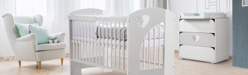 Детская мебель Комплект детской мебели Белый Серый NEL + Матрас + Коврик