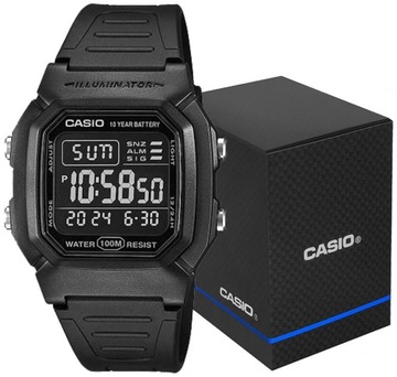 Casio zegarek męski W-800H -1BVES czarny wodoszczelny podświetlany sportowy