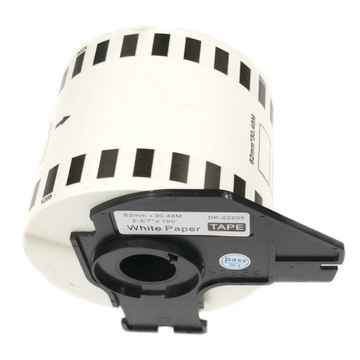 Etykiety BROTHER DK-22205 - 62 mm x 30,48 m, białe - kompatybilne