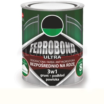 BIAŁA FARBA na rdze 3w1 FERROBOND POŁYSK 0,7L