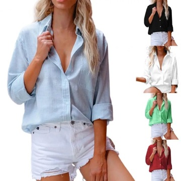 Stylish Women Shirt Women Blouse Solid Color All M