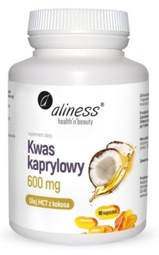 Kwas Kaprylowy 600mg, 90 kapsułek Aliness