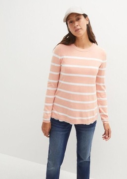 SWETER CIĄŻOWY Z AŻUROWYM HAFTEM BONPRIX 52