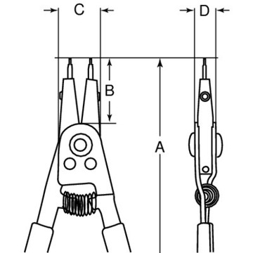 Клещи для стопорных колец, диаметр 250 мм, 46–102 мм BAHCO