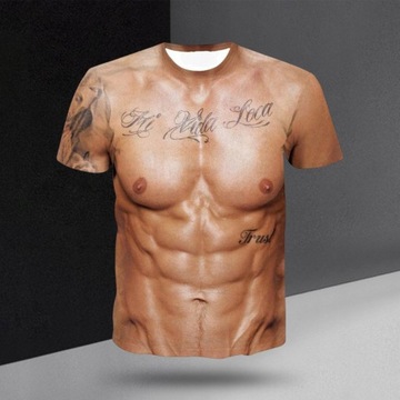 Moda 3D Męska Koszulka Z Nadrukiem Mięśni Z