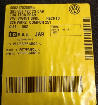 VW PASSAT B8 B8 ЛИФТ ОБИВКА БАГАЖНИКА БОКОВИНЫ