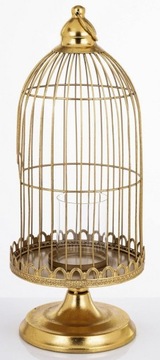 Lampion latarnka świecznik złoty metal szkło w 118