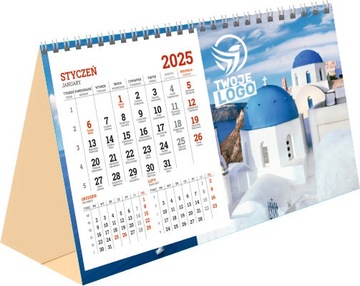 НАСТОЛЬНЫЙ КАЛЕНДАРЬ ПИРАМИДКА 2025 ЛОГО на столе с ПРИНТОМ - 50 шт.