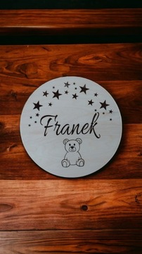 Ночник светодиодный с именем, на батарейках, 30 см, из дерева.