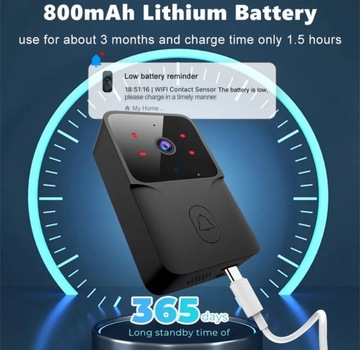 Беспроводной черный Wi-Fi дверной звонок и дверная камера Уличная камера Tuya
