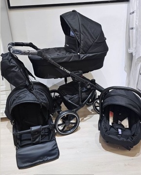 MOMMO ULTRA Черная многофункциональная коляска 3 в 1 + сиденье Cosmo I-size