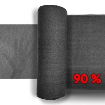 SIATKA CIENIUJĄCA OSŁONA NA BALKON OGRODZENIE PŁOT 90% 1,5x25 +OPASKI SZARA