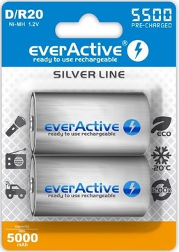 Akumulatorki D 5500 mAh EVERACTIVE (2 szt)