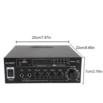 МИНИ-HIFI BLUETOOTH 5.0 СТЕРЕОАУДИОУСИЛИТЕЛЬ СО СВЕТОДИОДНОЙ АНТЕННОЙ