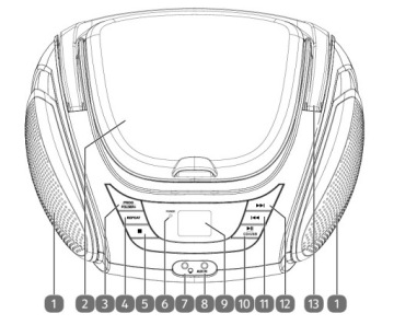 ПОРТАТИВНОЕ FM-РАДИО BOOMBOX CD MP3 USB AUX IN ВЫХОД НА НАУШНИКИ
