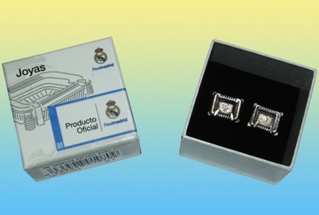 ЗАПОНКИ REAL MADRID СТАДИОННОЙ ФОРМЫ С СЕРЕБРЯНЫМ ПОКРЫТИЕМ, ОКИСЛЕННЫЕ