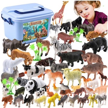 FIGURKI ZWIERZĄT DUŻY ZESTAW ZWIERZĘTA ZOO 58 el.