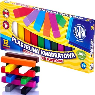Astra PLASTELINA KWADRATOWA 12 kolorów POLSKI produkt