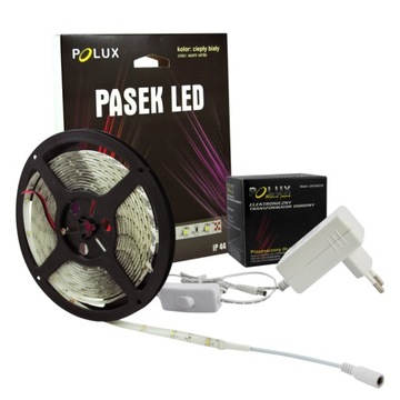 Taśma LED 24V 5m IP44 425lm ciepła biała + zasilacz