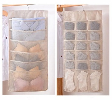 Органайзер для бюстгальтеров и нижнего белья, висящий в шкафу.