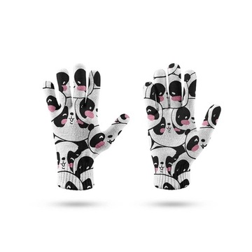 Женские и мужские перчатки с принтом панды, зимние противоскользящие