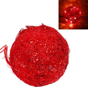 KULA ŚWIĄTECZNA ŚWIETLNA Z SIZALU CZERWONA 15 CM
