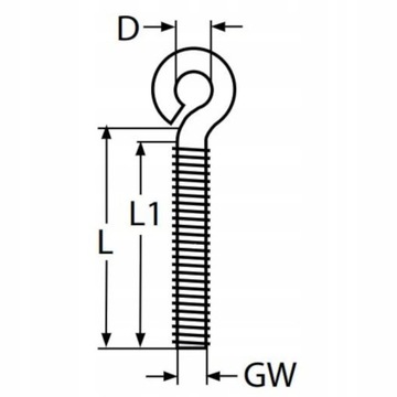 ŚRUBA OCZKOWA NACIĄGOWA NIERDZEWNA M6X40 HAK 1SZT