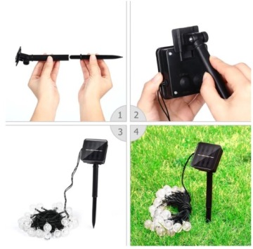 САДОВАЯ ГИРЛАНДА ЦЕПОЧКА СОЛНЕЧНЫХ СВЕТОДИОДНЫХ ЛАМП 5м ХОЛОДНЫЙ БЕЛЫЙ