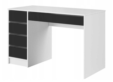 Biurko toaletka AGA 120x75 5 szuflad kolor biały front czarny