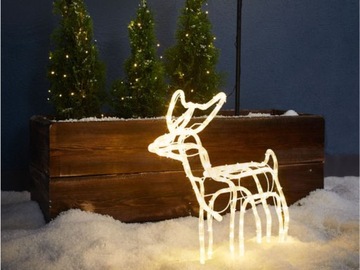 СВЕТОДИОДНЫЙ ОЛЕНЬ КАЧАЕТ ГОЛОВОЙ, БОЛЬШОЙ 3D + ВСПЫШКА