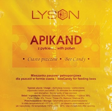 Apikand z pyłkiem - ciasto 1kg -pokarm dla pszczół
