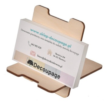 DREWNIANA PODSTAWKA NA WIZYTÓWKI STOJAK WIZYTOWNIK