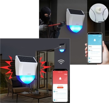 Syrena Alarmowa Zewnętrzna Solar Aku ZIGBEE TUYA