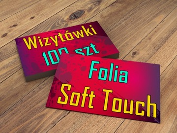 Wizytówki 100szt DWUSTRONNE folia Soft Touch