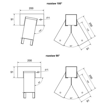 НАБОР соединителей 90х90 + зажимы | 90 градусов