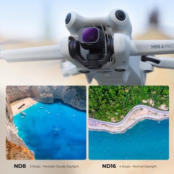 Набор поляризационных фильтров CPL + UV + ND8 + ND16 для DJI Mini 4 Pro K&F