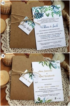 2 SZT Zaproszenia na Ślub Ślubne Rustykalne EKO