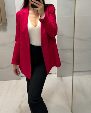 -50% Куртка Massimo Dutti цвета фуксии пурпурного цвета вискозы и льна в идеальном состоянии 38