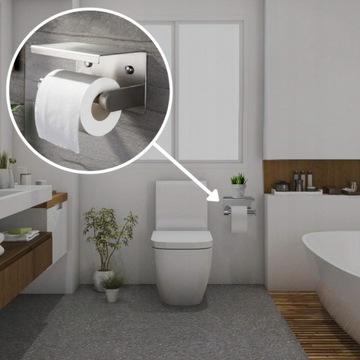 ДЕРЖАТЕЛЬ ДЛЯ ТУАЛЕТНОЙ БУМАГИ С ХРОМИРОВАННОЙ ПОЛКОЙ ДЛЯ УНИТАЗА LOFT