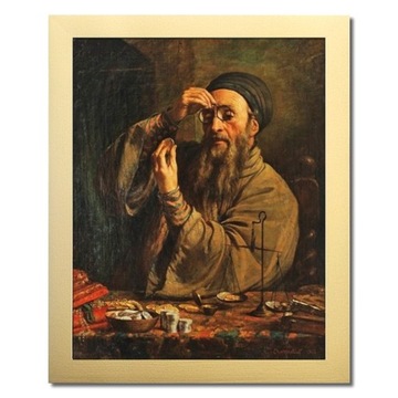 PORTRET ŻYDA Z PIENIĄŻKIEM ŻYD NA SZCZĘŚCIE OBRAZ
