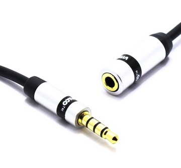 PRZEDŁUŻACZ AUX MINI JACK 3,5 4 POLOWY 1.5M SLIM