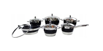 набор кастрюль, 12 штук, черный